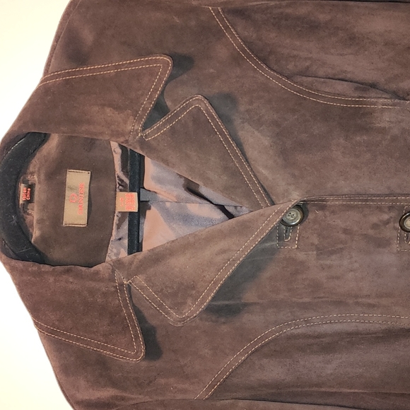 Brown Danier Suede Leather Trench Coat Jacket - Picture 2 of 12